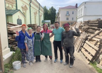 Подготовка четверика Троицкого собора города Клина к заключительной стадии реставрации